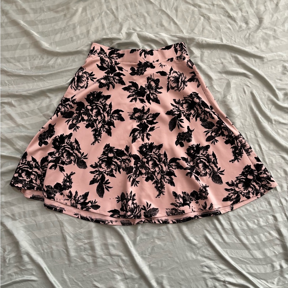 Floral Pink and Black Women's Skirt
